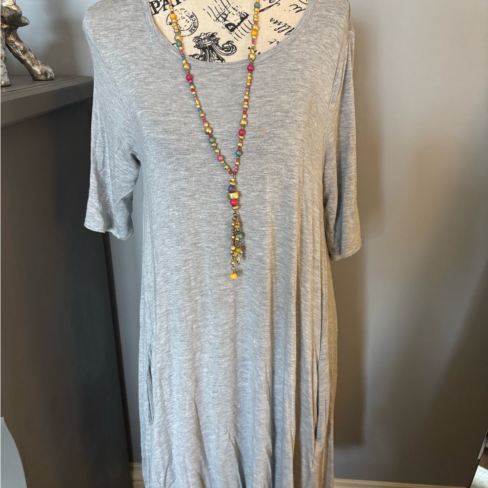 Philosophy Light Gray 3/4 Sleeve Dress
